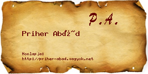 Priher Abád névjegykártya